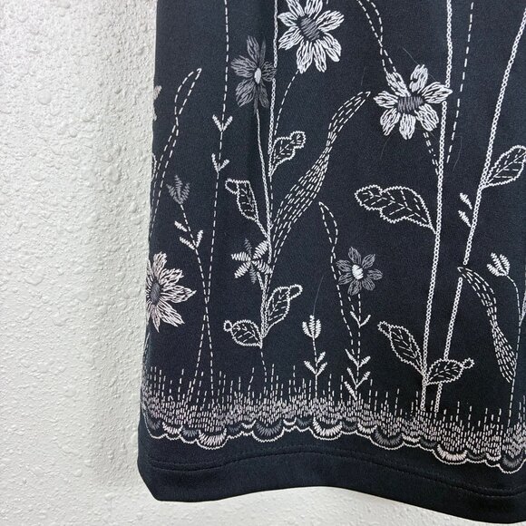 NEW VTG Y2K Black Embroidered Floral Skirt Notations M Cottagecore Deadstock - Picture 2 of 7
